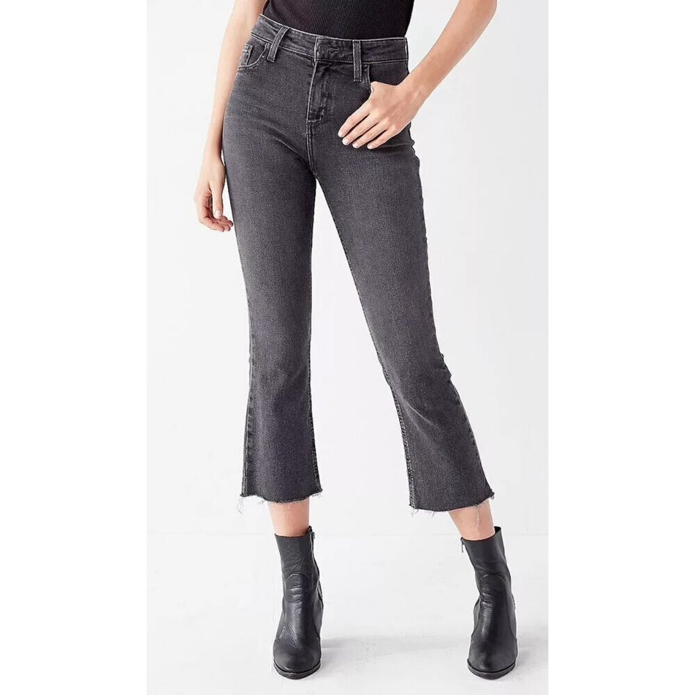BDG Kick Flare High Rise Cropped Jeans with Frayed‎ Hems
